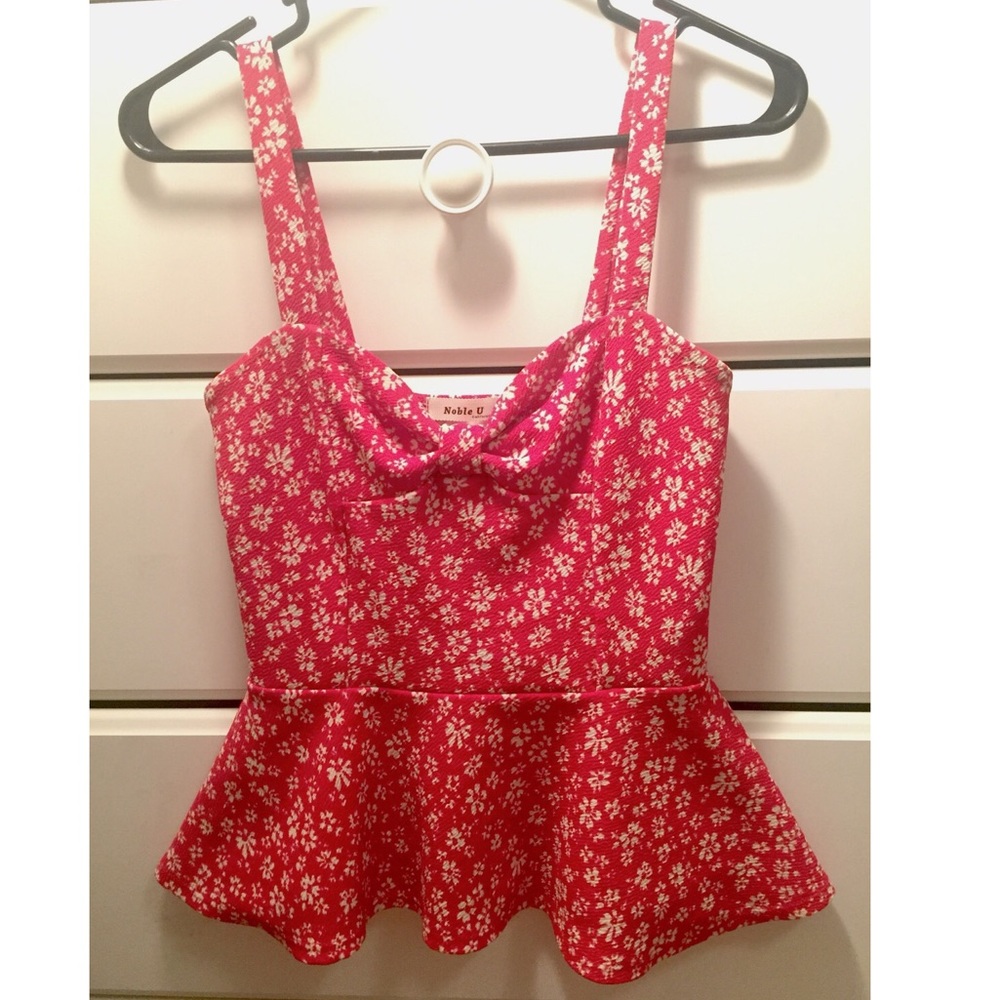 Red peplum tank top